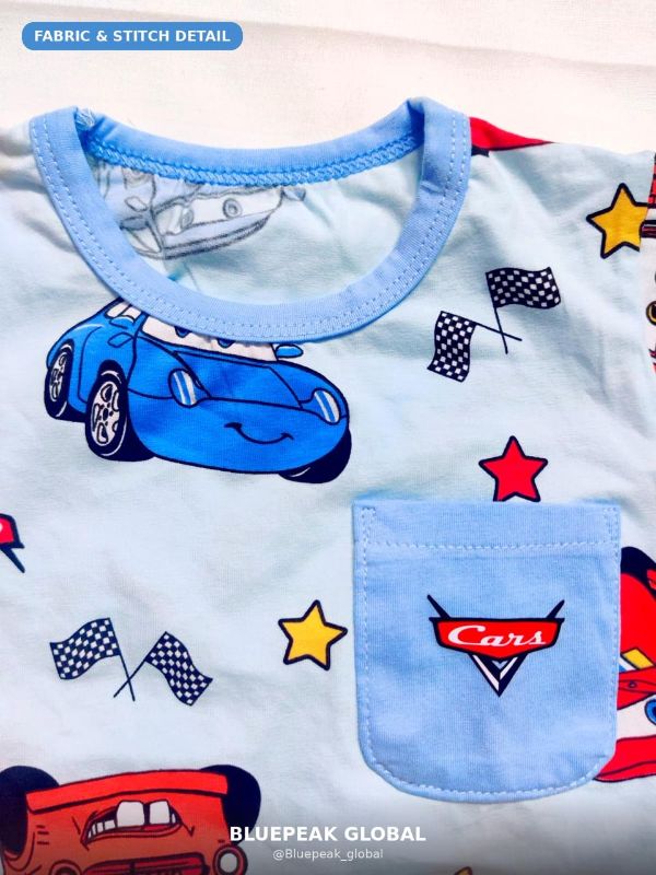 Premium Blue Car Print Co-ord Set for Boys – T-Shirt & Shorts — view 1 | Kids Wear Online India
