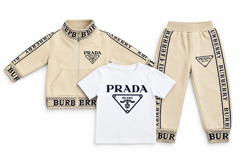 Beige Premium Kids 3-Piece Tracksuit Set – Jacket, T-Shirt & Joggers — view 5 | Kids Wear Online India