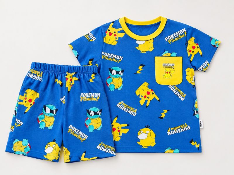 Boys' Pokémon Printed T-Shirt & Shorts Pajama Set (Blue) — view 2 | Kids Wear Online India
