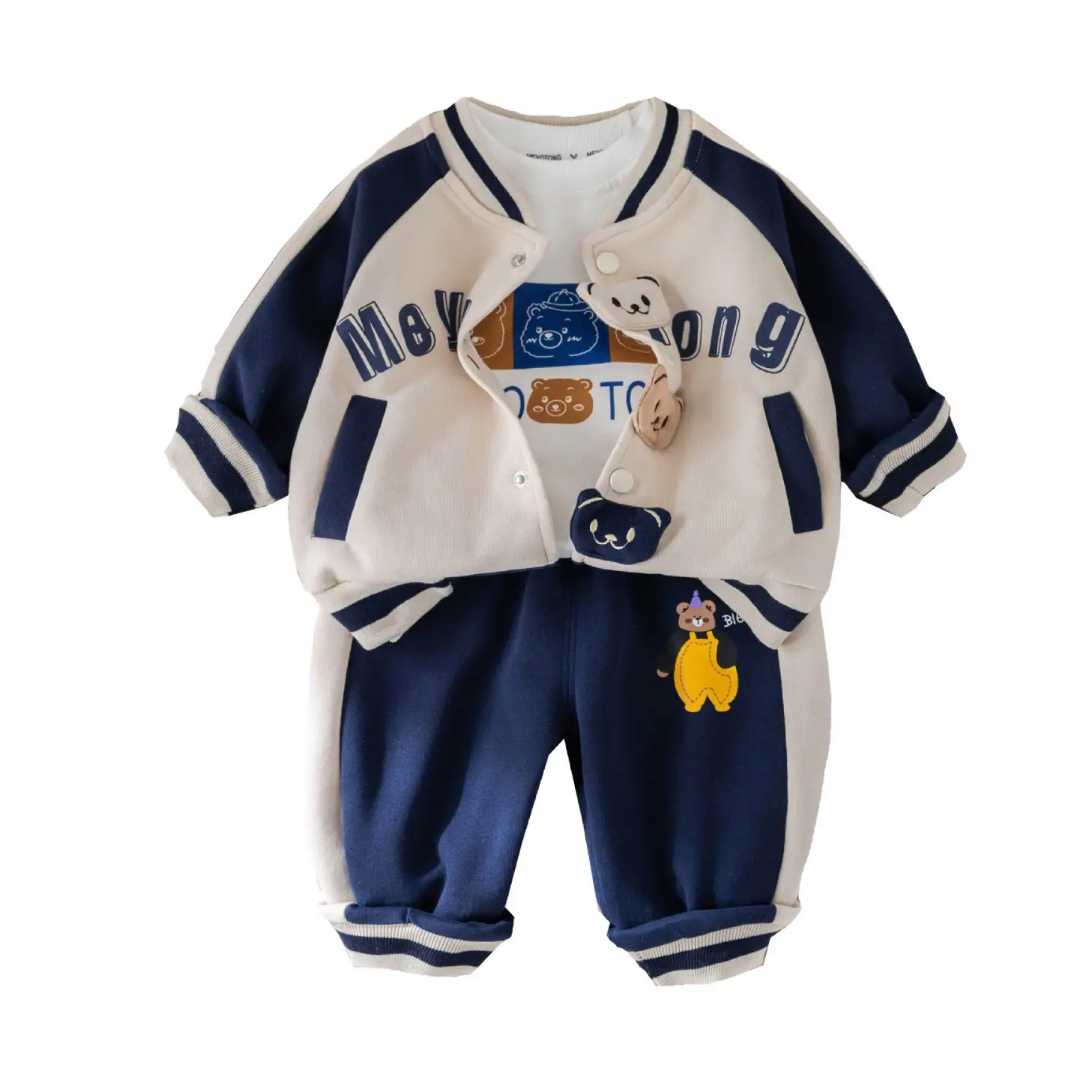 Kids 3-Piece Bomber Jacket, T-Shirt & Joggers Outfit Set — BluePeak Global