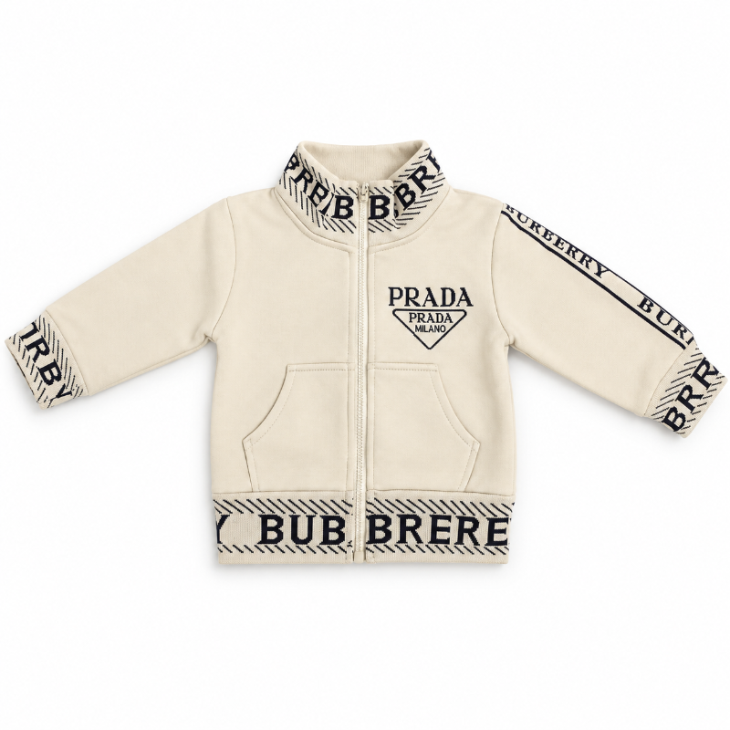 Beige Premium Kids 3-Piece Tracksuit Set – Jacket, T-Shirt & Joggers — view 1 | Kids Wear Online India