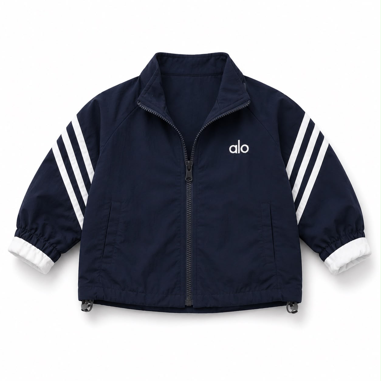 Kids Navy Blue Stripe Jacket & Jogger Set with T-Shirt — view 3 | Kids Wear Online India