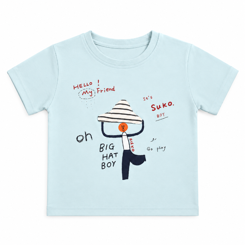 Boys Ice Blue Printed T-Shirt & Grey Shorts Set — view 2 | Kids Wear Online India