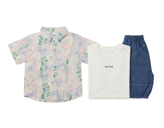 Kids Floral Print Shirt & Denim Shorts Set – Stylish Casual Co-Ord Outfit — BluePeak Global