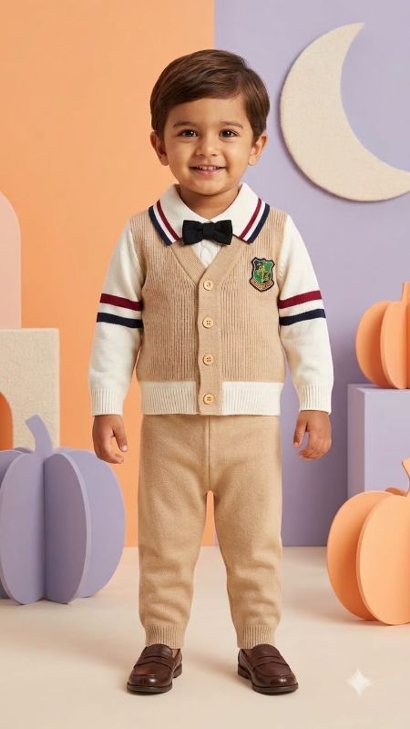 Infant Preppy Style Knit Sweater Vest and Pants Outfit Set