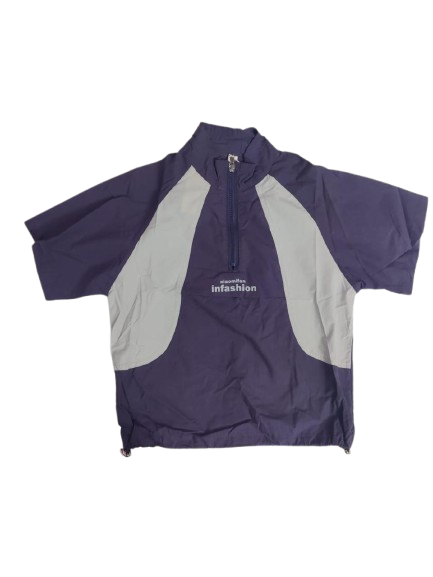 Boys Navy Blue Colorblock Half-Zip Windbreaker & Shorts Set — view 2 | Kids Wear Online India
