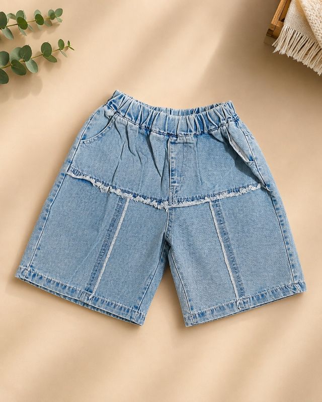 Boys Korean Style Dip-Dye Shirt & Denim Shorts Co-Ord Set — view 4 | Kids Wear Online India