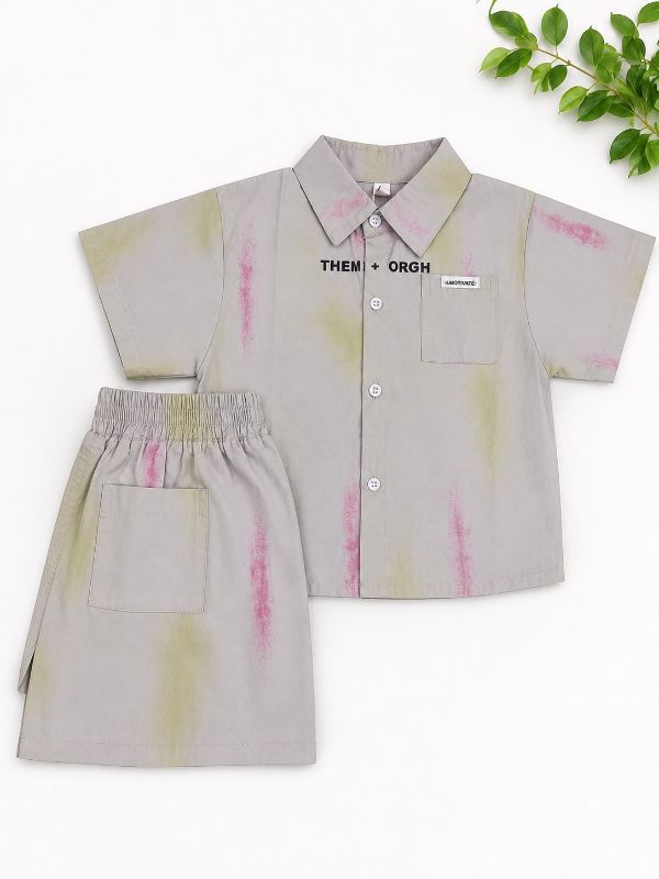 Boys Grey Tie-Dye Shirt & Shorts Co-Ord Set — BluePeak Global