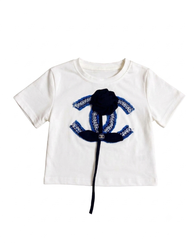Girls Light-Wash Pearl & Ribbon Bow Denim Skirt — view 2 | Kids Wear Online India
