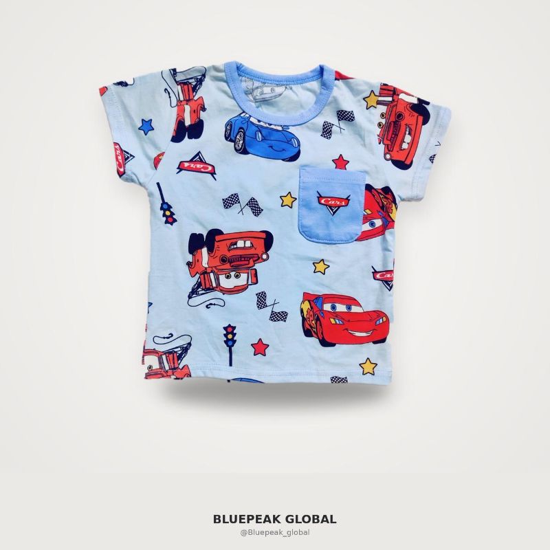 Premium Blue Car Print Co-ord Set for Boys – T-Shirt & Shorts — view 4 | Kids Wear Online India