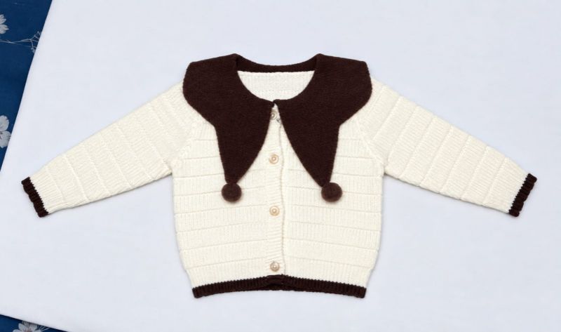 Toddler Brown & Cream Collar Cardigan and Leggings Outfit Set — view 4 | Kids Wear Online India