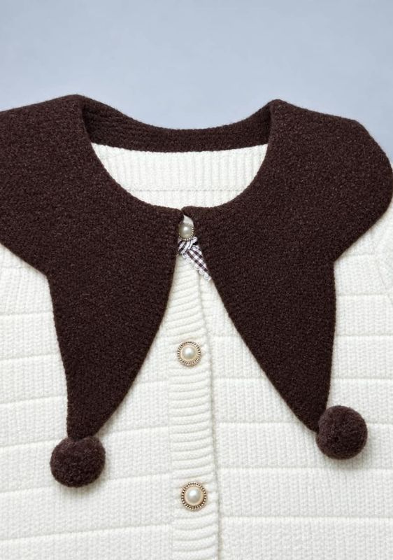 Toddler Brown & Cream Collar Cardigan and Leggings Outfit Set — view 3 | Kids Wear Online India