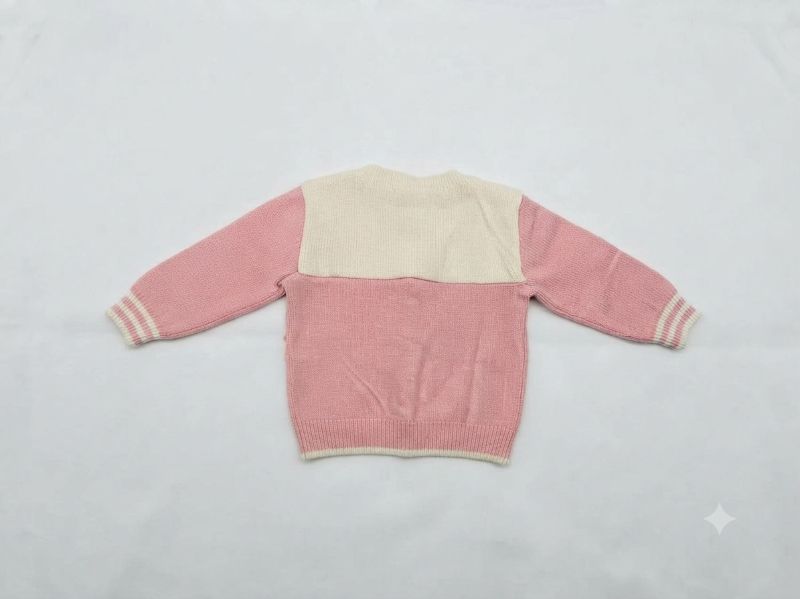 Cute Kids Pink & White Knitted Winter Sweater — view 1 | Kids Wear Online India