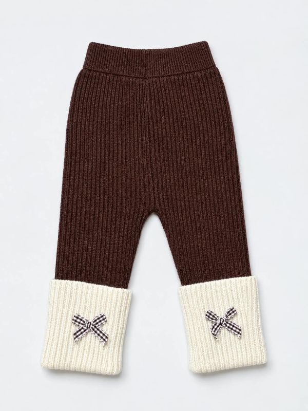 Toddler Brown & Cream Collar Cardigan and Leggings Outfit Set — view 5 | Kids Wear Online India