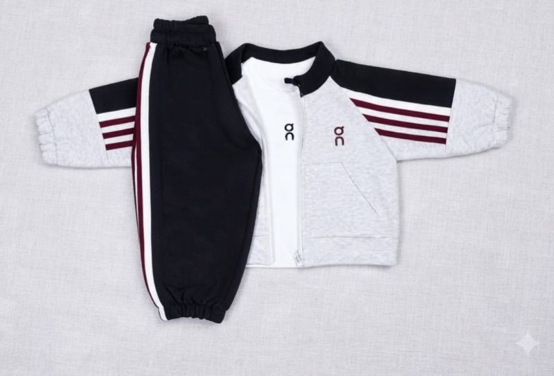 Boys Grey & Black Active Zip-Up Tracksuit Set — view 6 | Kids Wear Online India