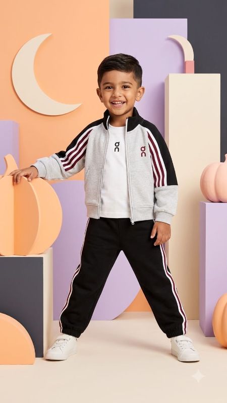 Boys Grey & Black Active Zip-Up Tracksuit Set