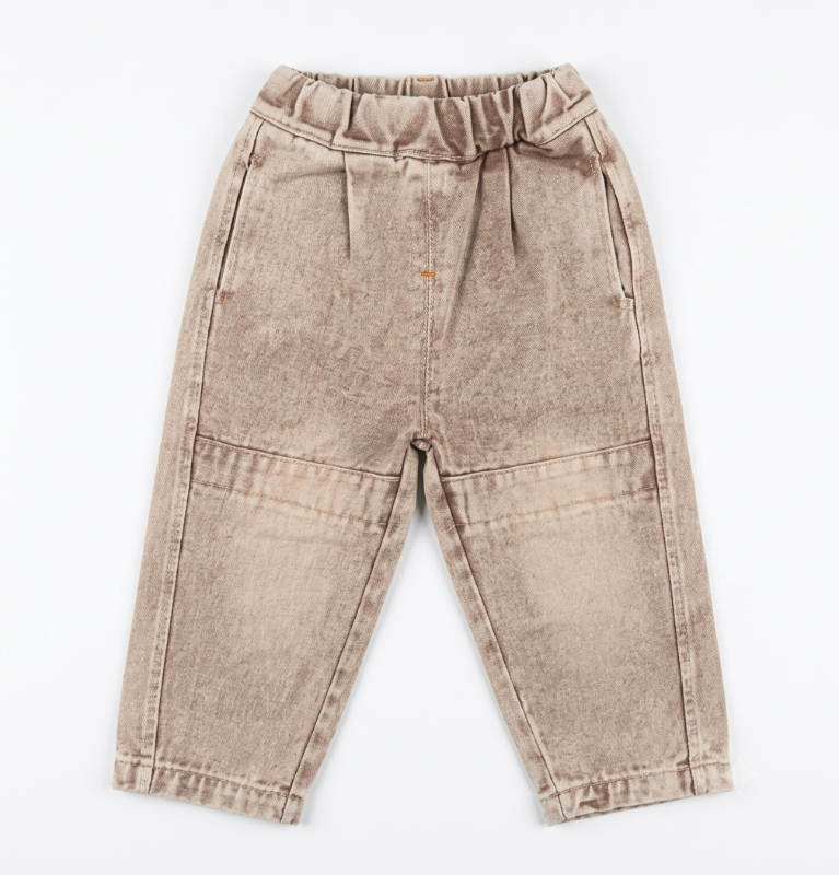 Kid's Vintage Acid-Wash Elastic Waist Denim Pants — view 3 | Kids Wear Online India