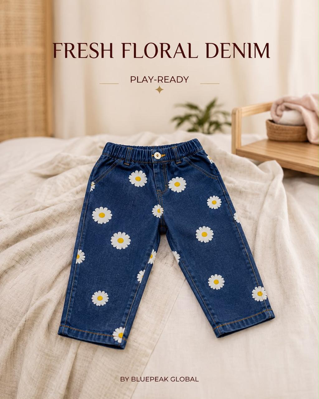 Red Printed T-Shirt & Floral Denim Co-Ord Set — view 1 | Kids Wear Online India