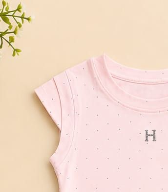 Girls Baby Pink Polka Dot Top & Bow Flare Denim Jeans Set — view 4 | Kids Wear Online India